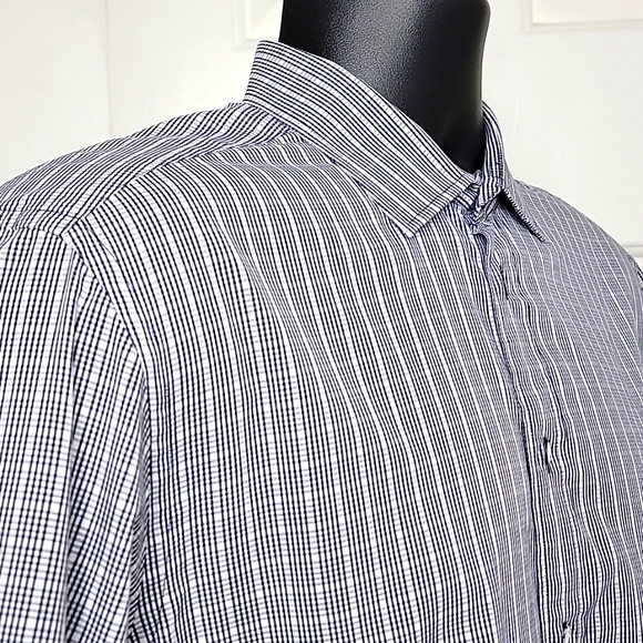 Rag & Bone Button Front Shirt w Spread Collar Size 16 Purple and White Checked - Picture 4 of 6